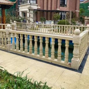 宁夏黄金麻花岗岩石材栏杆，扶手，将军柱，花瓶柱