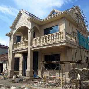 宁夏 黄金麻花岗岩石材私人别墅雕花门楼柱阳台栏杆