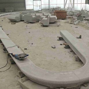 宁夏 芝麻白花岗岩弧形花坛石，坐凳石