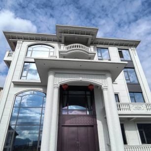 宁夏白麻别墅外墙干挂石材效果示例