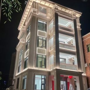 宁夏 芝麻白花岗岩别墅外墙夜间效果