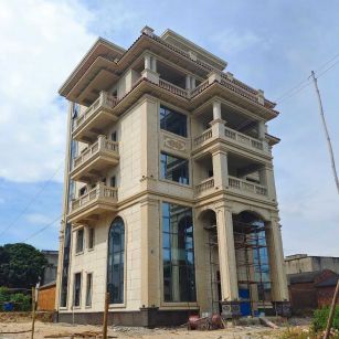 宁夏 黄金麻花岗岩石材别墅外墙干挂搭配（雕花栏杆花瓶柱门楼罗马柱）