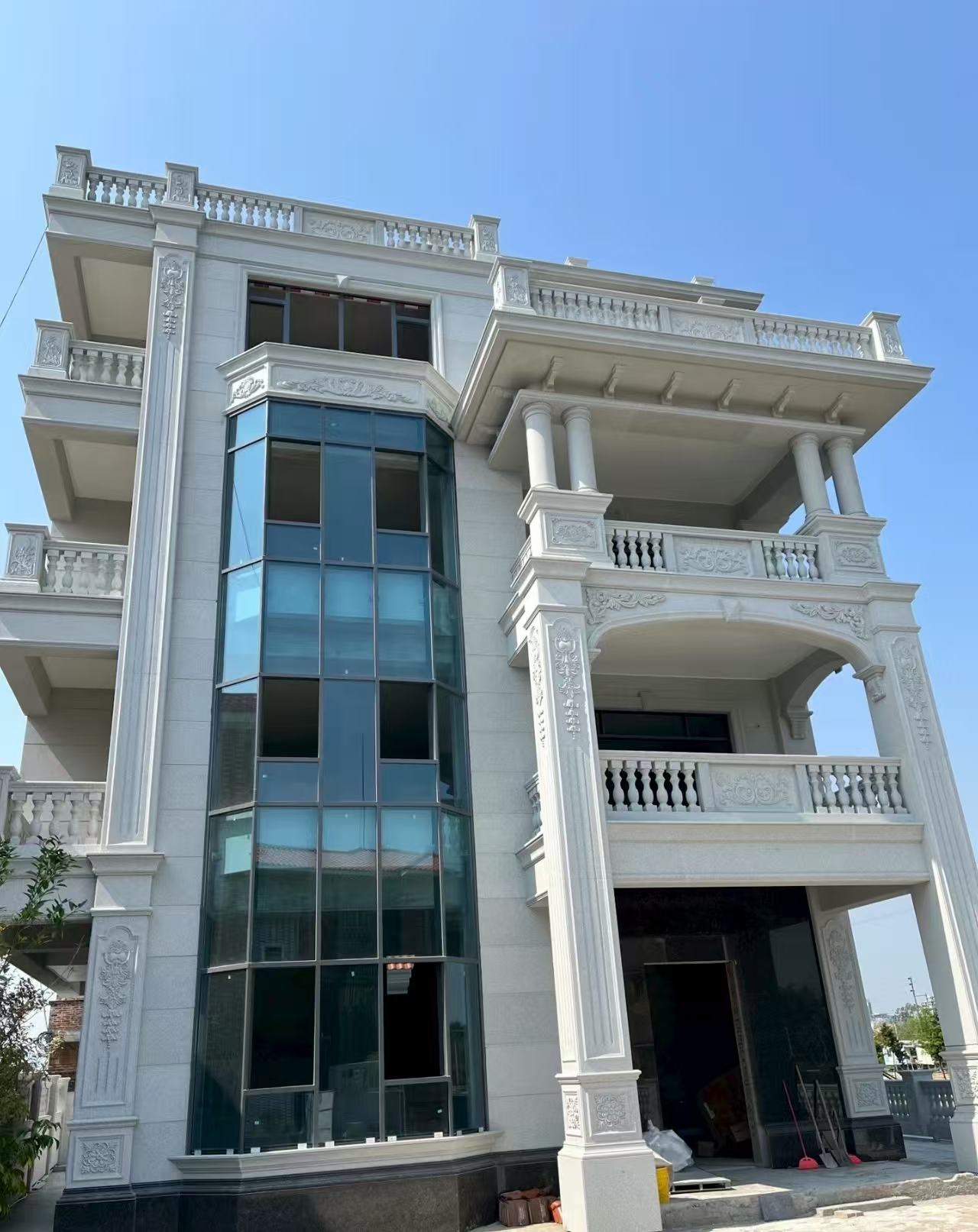 宁夏 白麻花岗岩别墅外墙干挂效果展示