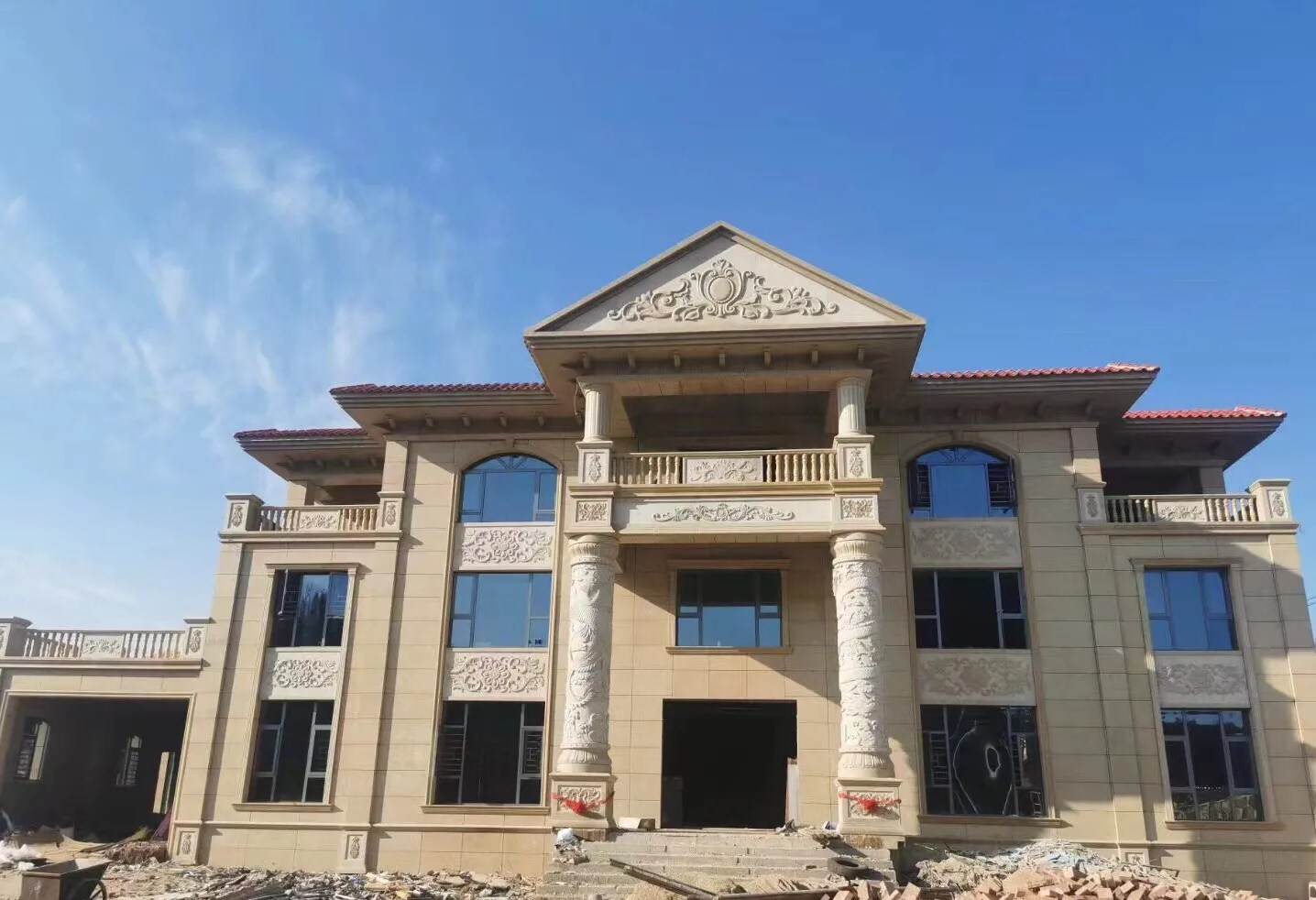 宁夏 黄金麻花岗岩别墅外墙干挂