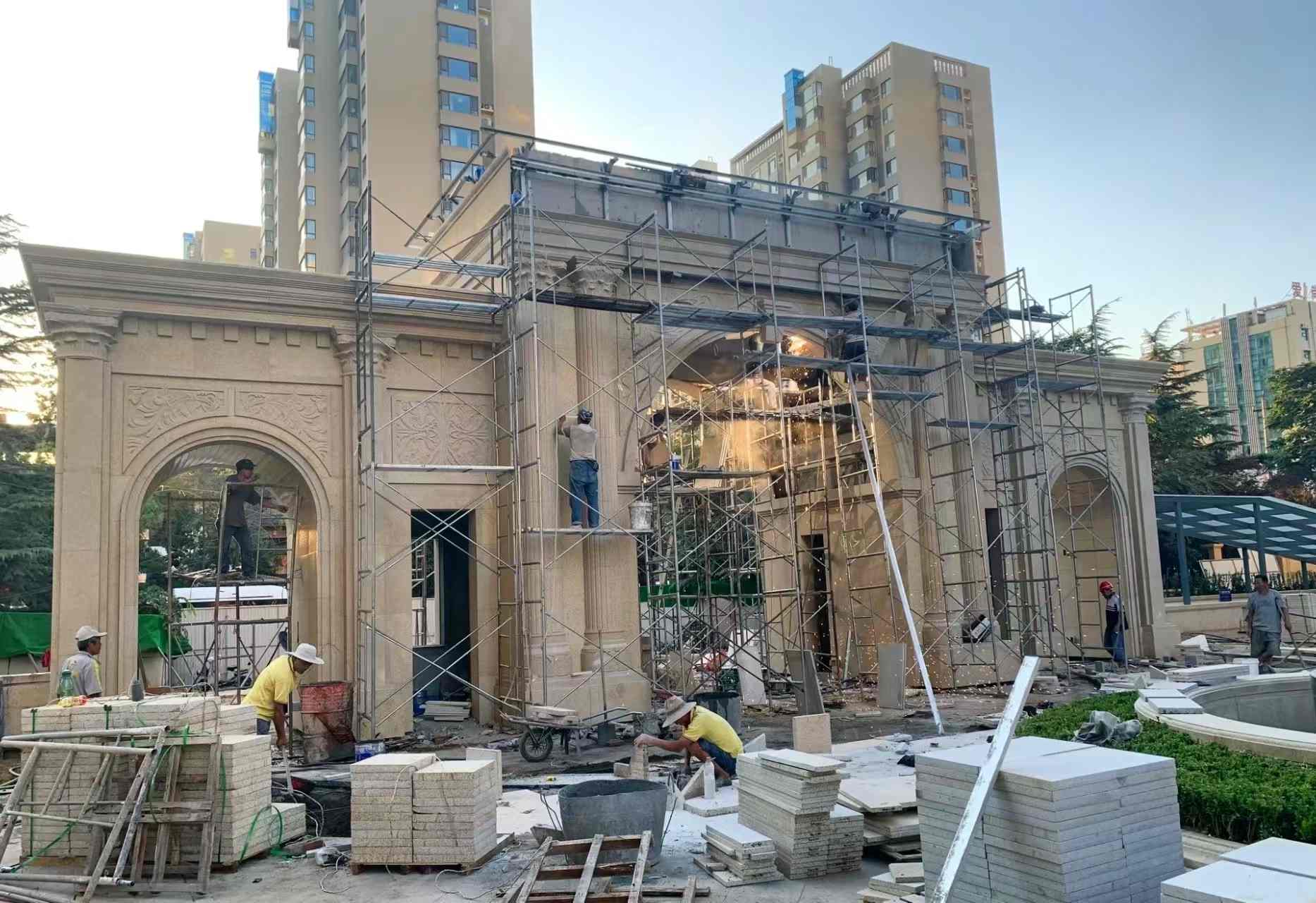 宁夏 黄金麻荔枝面花岗岩小区门楼外墙干挂